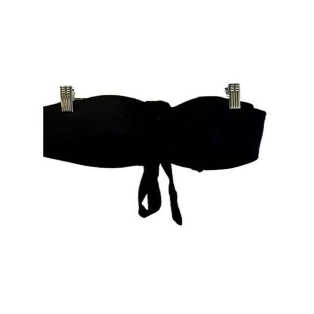 Women's Black Twist Tie Front‎ Bandeau Bikini Top Swimsuit